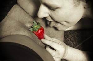 Mature lesbian Mollie Foxxx and her lover use strawberries during foreplay on leaks.pics