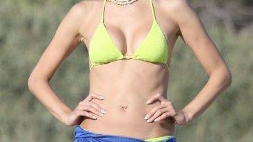 Alessandra Ambrosio Serves Up Beach Body in a Yellow Bikini While Out in Malibu on leaks.pics