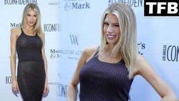 Charlotte McKinney Stuns in Form-Fitting Black Dress at the Women of Influence Luncheon on leaks.pics