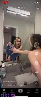 Maid in sexy lingerie rubs a mirror and imagines being fucked by some stranger for TikTok porn on leaks.pics