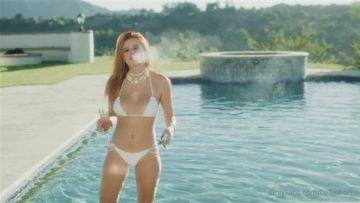 Bella Thorne Nude Pool White Bikini Teasing Video Leaked on leaks.pics