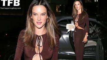 Braless Alessandra Ambrosio Shows Off Her Stunning Figure in a Sizzling Cut Out Dress at Craig’s in WeHo on leaks.pics