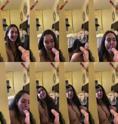 VictoryaXO - Sucking a dildo stuck to a mirror on leaks.pics
