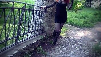 AnnDarcy redhead goth girl in black mini dress gets facial in public xxx video - leaknud.com