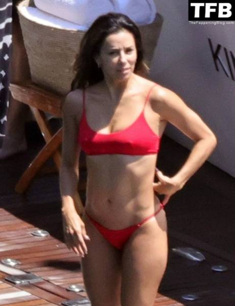 Eva Longoria Showcases Her Stunning Figure and Ass Crack in a Red Bikini on Holiday in Capri on leaks.pics
