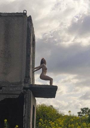 Natural redhead Elis B poses for a daring nude shoot in an derelict building on leaks.pics